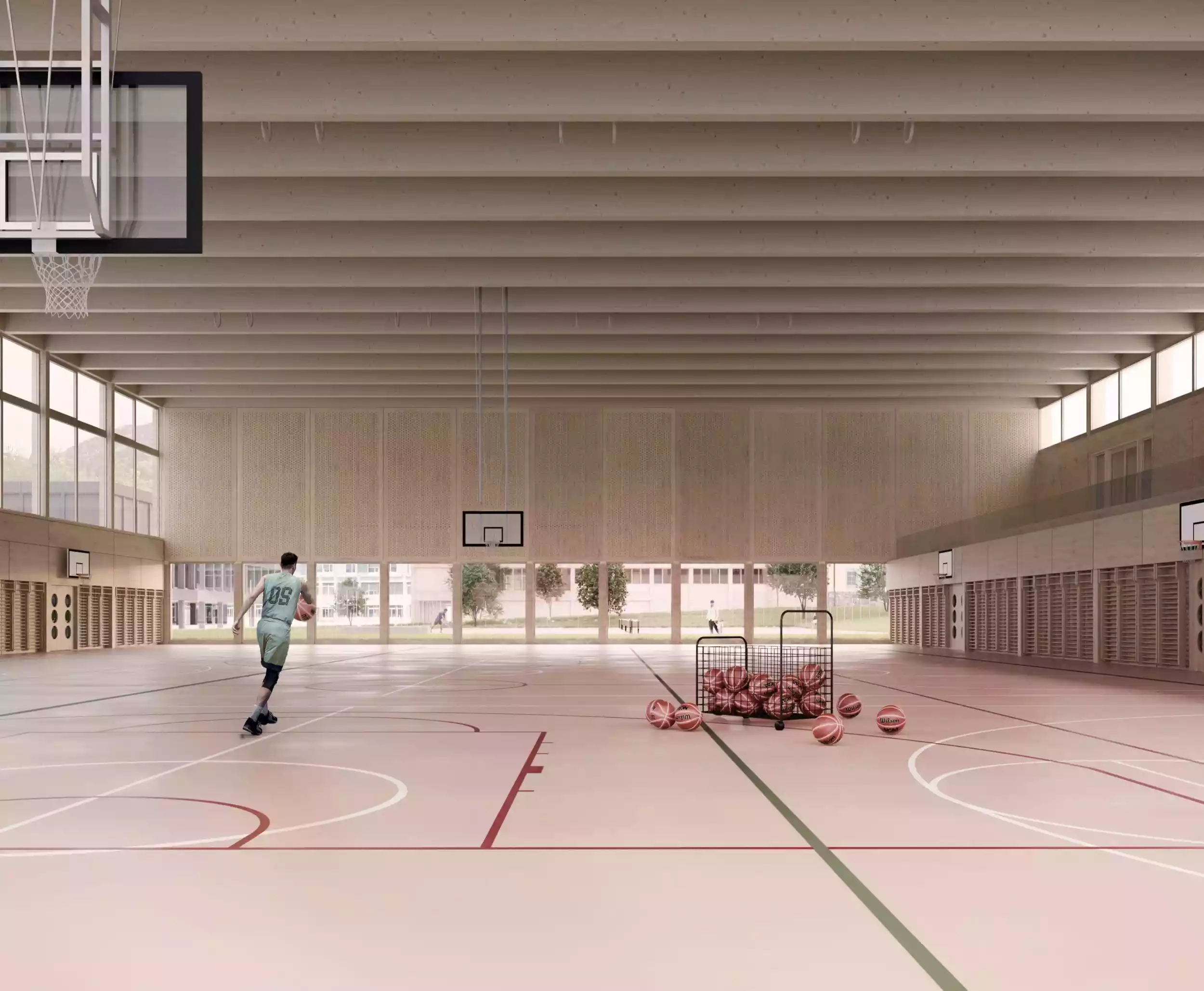 Concours d'&eacute;cole pour le site scolaire de Bex avec une structure en bois mixte