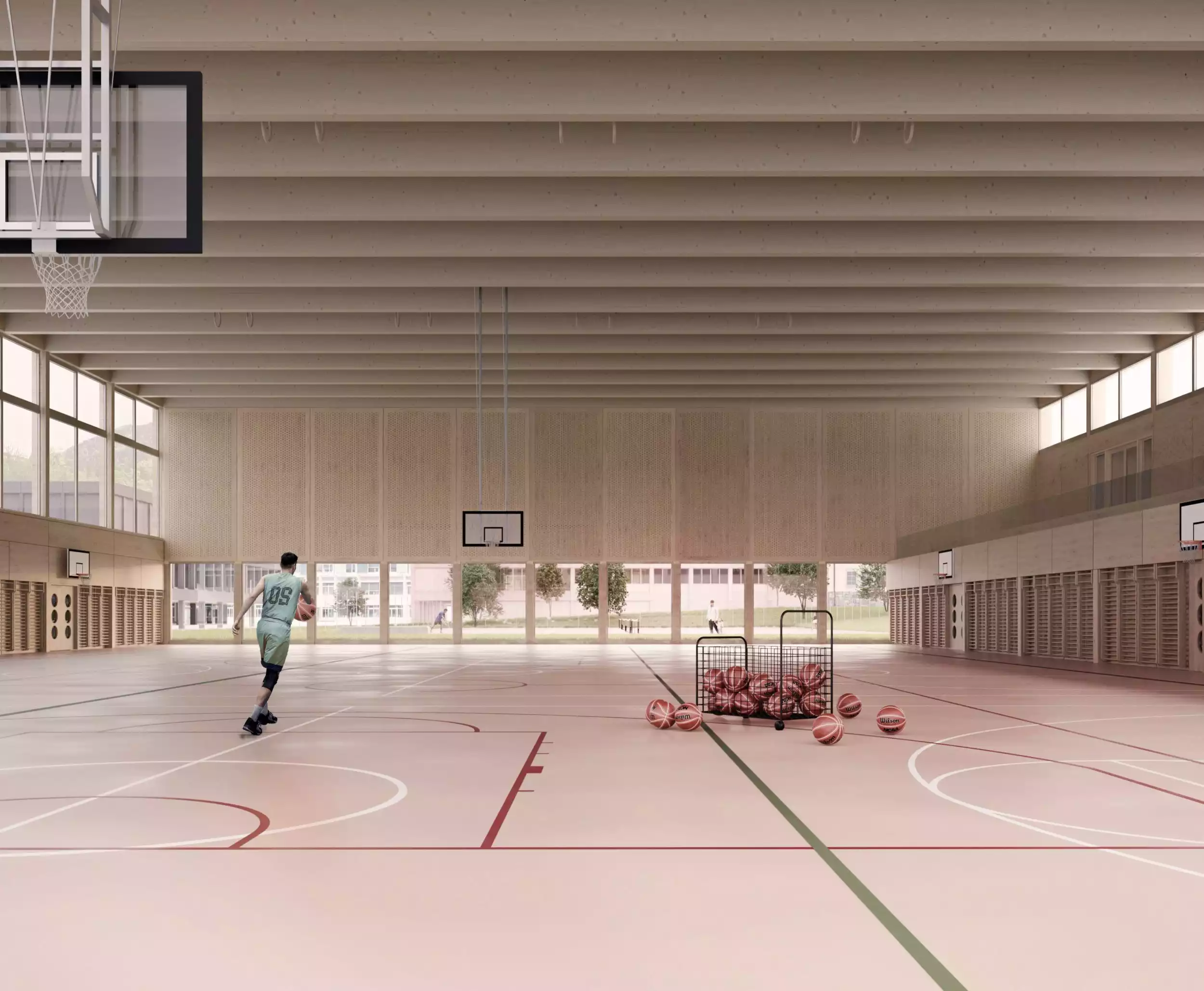 Concours d'&eacute;cole pour le site scolaire de Bex avec une structure en bois mixte