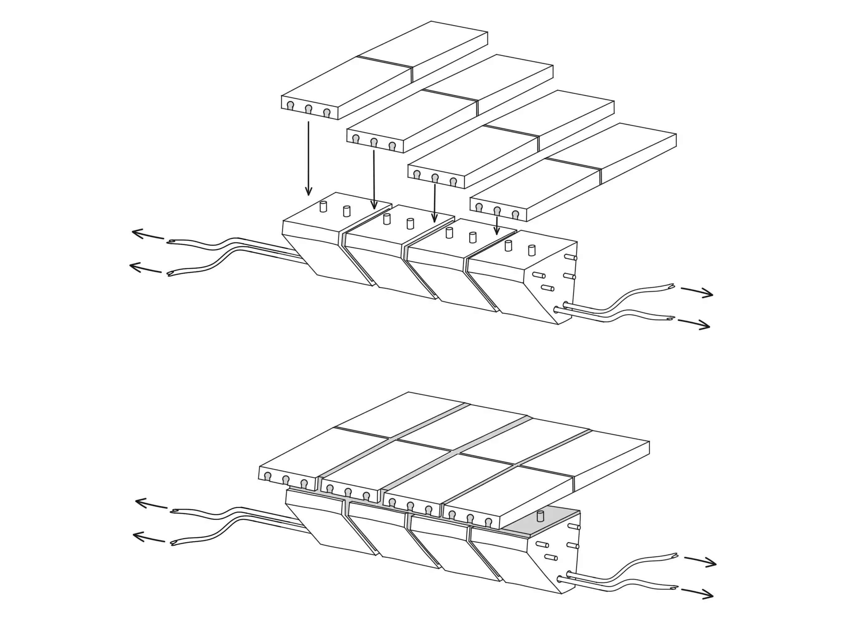 Handskizze des Konstruktionsprinzip einer vorgespannten Natursteinbr&uuml;cke