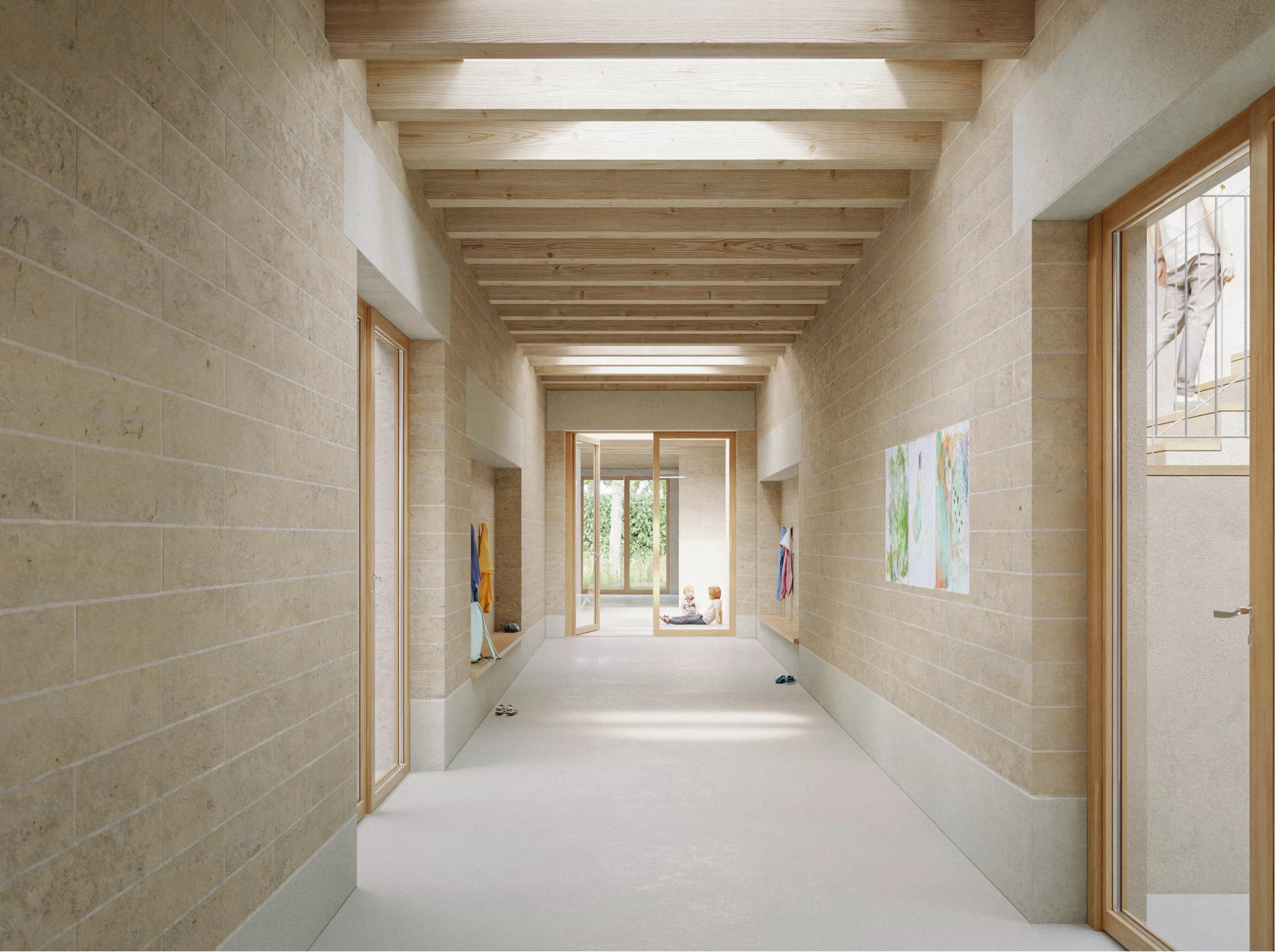 givisiez le bosquet co-struct jardin d'enfants Lehmbau Stampflehm Nachhaltigkeit Holzbau