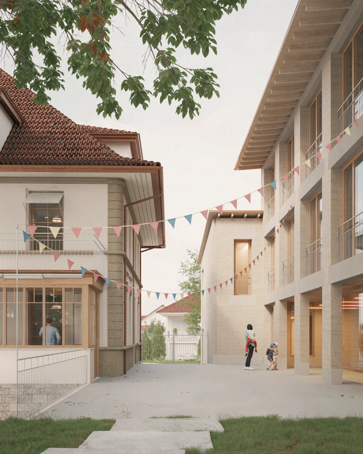 givisiez le bosquet co-struct jardin d'enfants Lehmbau Stampflehm Nachhaltigkeit Holzbau
